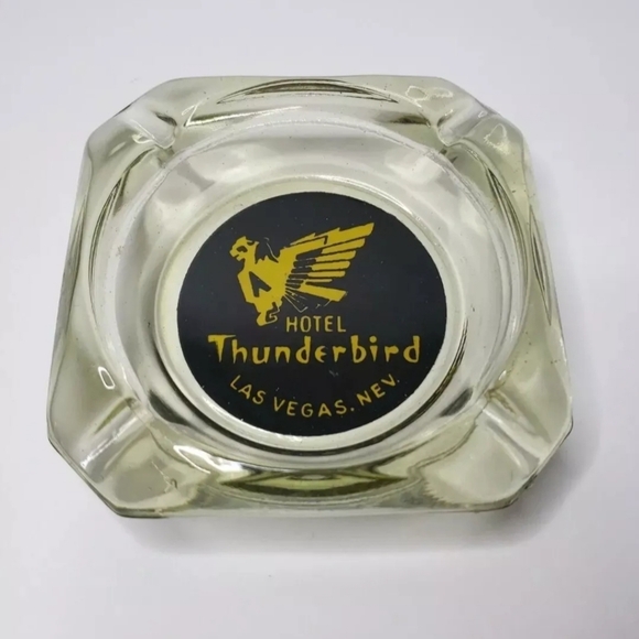 Vintage Las Vegas Hotel Thunderbird Ashtray Glass Nevada - Picture 1 of 4
